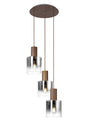 Chisholm Round Pendant, 3 Light Adjustable E27, Mocha/Smoke Fade Glass