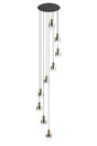 Chisholm 80cm Round Pendant, 9 Light Adjustable E27, Brass/Sand Black/Smoke Fade Glass Item Weight: 22kg