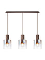 Chisholm Linear Pendant, 3 Light Adjustable E27, Mocha/Iridescent Fade Glass