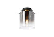 Chisholm 20cm Round Ceiling Flush, 1 Light Flush Fitting E27, Brass/Sand Black/Smoke Fade Glass