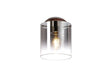 Chisholm Round Ceiling Flush, 1 Light Flush Fitting E27, Mocha/Smoke Fade Glass
