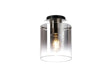 Chisholm Round Ceiling Flush, 1 Light Flush Fitting E27, Polished Nickel/Black/Smoke Fade Glass