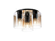 Chisholm Round Ceiling Flush, 3 Light Flush Fitting, Black/Amber Fade Glass