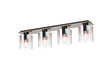 Chisholm Linear Ceiling Flush, 4 Light Flush Fitting, Black/Iridescent Fade Glass