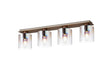 Chisholm Linear Ceiling Flush, 4 Light Flush Fitting, Mocha/Iridescent Fade Glass