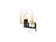 Chisholm Single Switched Wall Lamp, 1 Light, E27, Black/Amber Fade Glass