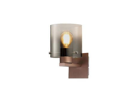 Chisholm Single Switched Wall Lamp, 1 Light, E27, Mocha/Smoke Fade Glass