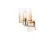 Chisholm Single Switched Wall Lamp, 1 Light, E27, Polished Nickel/Black/Amber Fade Glass