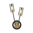 Clamp Wall Lamp, 2 x G9, Satin Black/Gold/Smoked Glass
