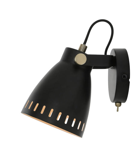 Clough Adjustable Switched Wall Lamp, 1 x E27, Matt Black/Antique Brass/Khaki