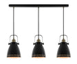 Clough Linear Pendant, 3 x E27, Matt Black/Antique Brass/Khaki