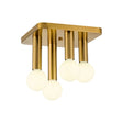 Cohen 4 Light Square Ceiling E27, Antique Gold