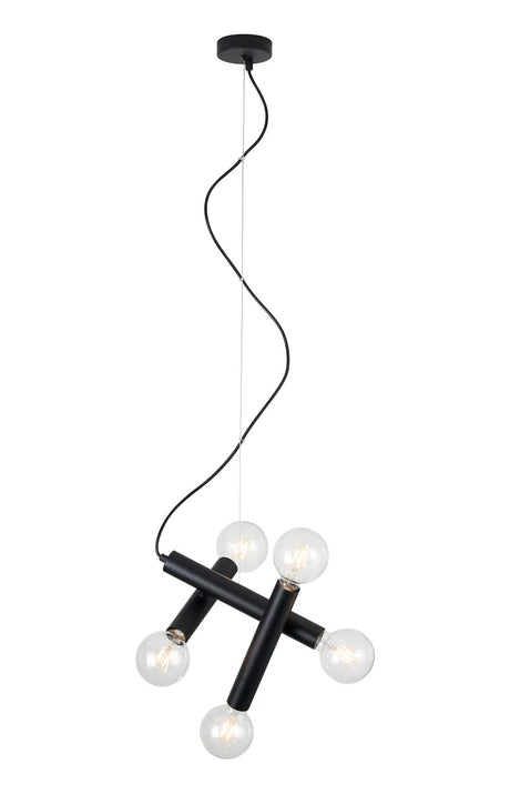 Cohen 3 Arm 5 Light Angled Pendant E27, Satin Black
