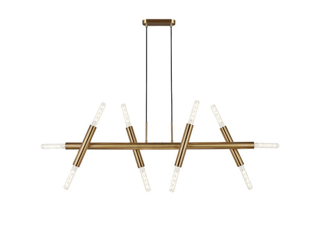 Cohen 5 Arm 10 Light Linear Adjustable Pendant E27, Antique Gold