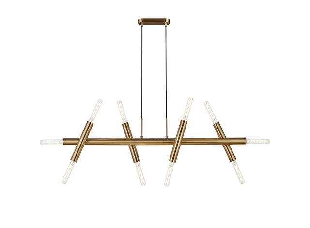 Cohen 5 Arm 10 Light Linear Adjustable Pendant E27, Antique Gold