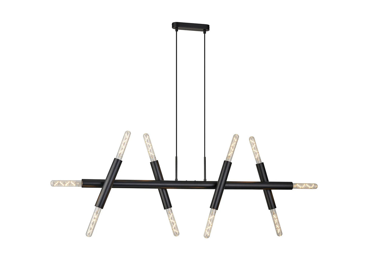 Cohen 5 Arm 10 Light Linear Adjustable Pendant E27, Satin Black