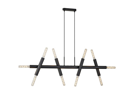 Cohen 5 Arm 10 Light Linear Adjustable Pendant E27, Satin Black