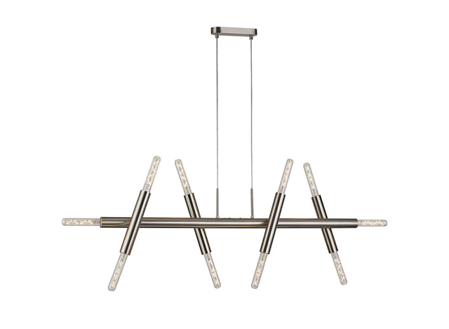 Cohen 5 Arm 10 Light Linear Adjustable Pendant E27, Satin Nickel