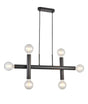 Cohen 3 Arm 6 Light Linear Adjustable Pendant/Semi Flush E27, Satin Black