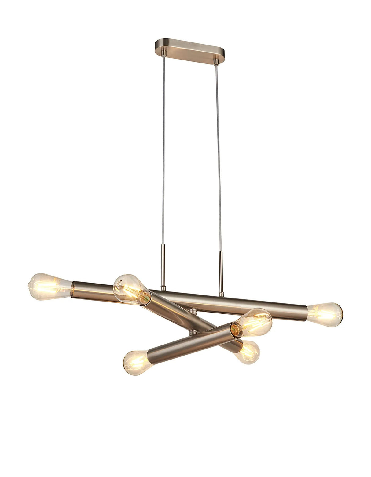 Cohen 3 Arm 6 Light Horizontal Adjustable Pendant E27, Satin Nickel