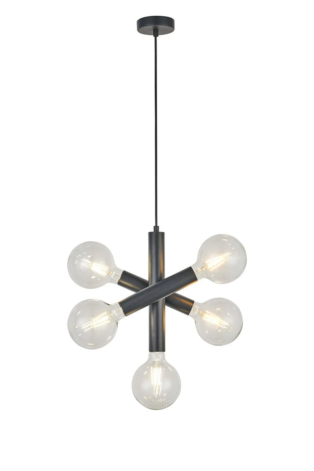 Cohen 3 Arm 5 Light Vertical Adjustable Pendant E27, Satin Black