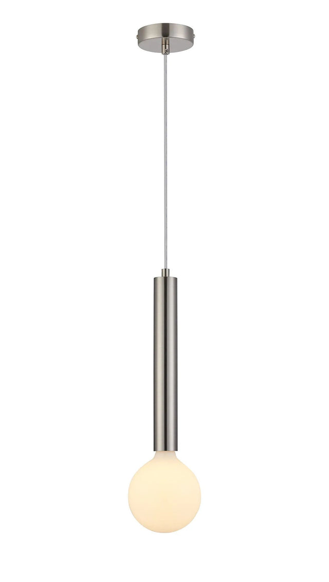 Cohen 1 Light Vertical Pendant E27, Satin Nickel