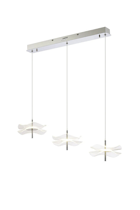 Corner Linear Pendant, 3 x 6W LED, 4000K, Polished Chrome