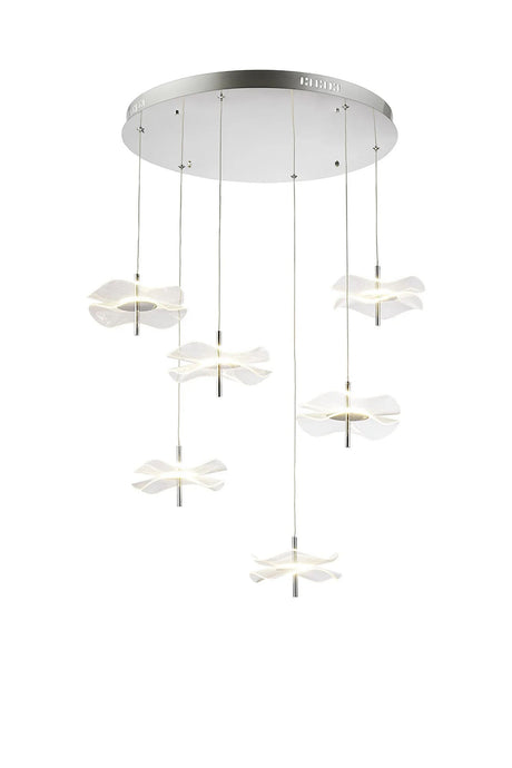 Corner Round Pendant, 6 x 6W LED, 4000K, Polished Chrome