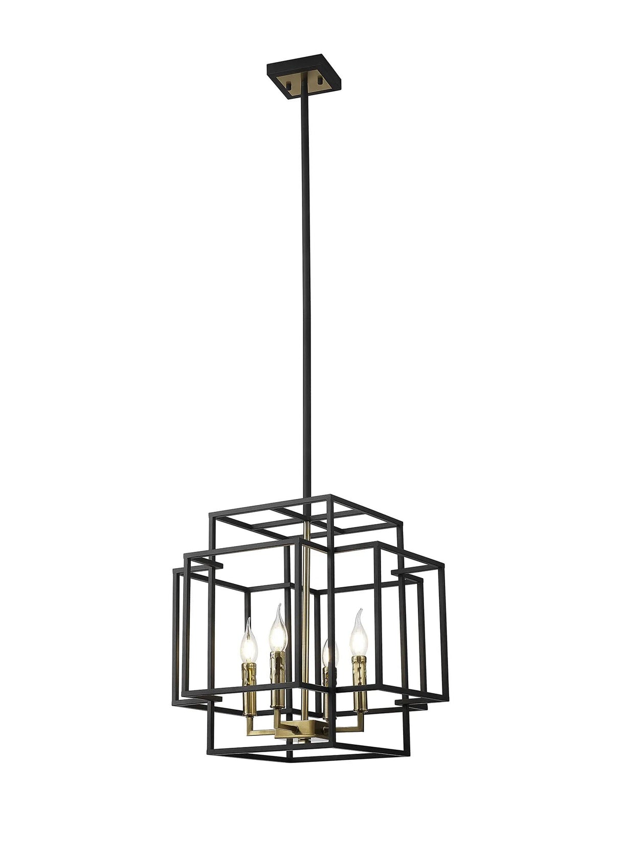 Coton Multi Height Pendant, 4 x E14, Black/Gold