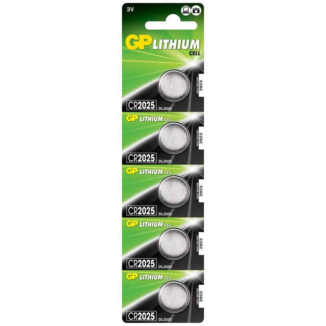 GP Lithium Coin Batteries CR2025 - 5 Pack