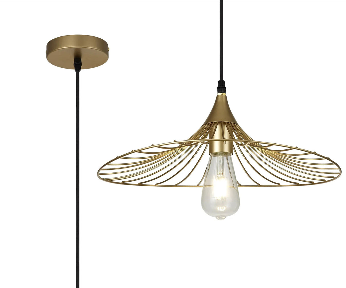 Cummins Shallow Pendant, 1 x E27, Painted Gold