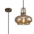 Dack Single Pendant 1 x E27, Antique Brass/Amber Plated Glass