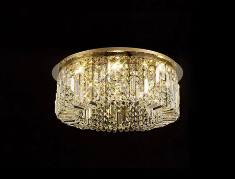Devine 65cm Round Flush Chandelier, 8 x E14, Gold/Crystal