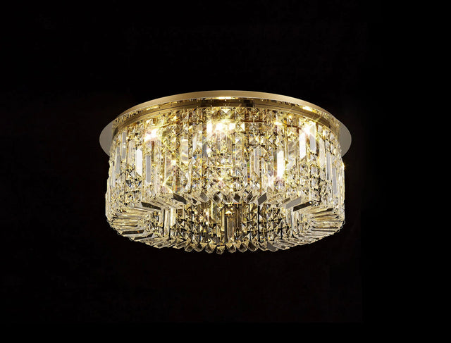 Devine 65cm Round Flush Chandelier, 8 x E14, Gold/Crystal