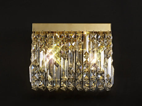 Devine 29x13cm Rectangular Small Wall Lamp, 2 x E14, Gold/Crystal