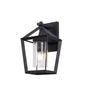 Docherty Down Wall Lamp, 1 x E27, IP54, Anthracite/Clear Rain Drop Effect Glass