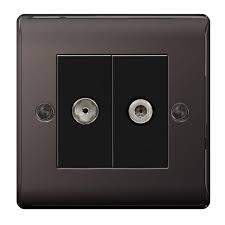 BG NBN65-01 Nexus Metal Black Nickel, TV/FM/SAT Co-Ax Socket