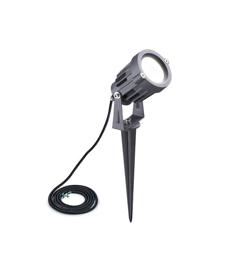 Dunn Spike/Wall Light, 7W LED, 3000K, 30 Degree, IP65, Grey/Black, c/w 2m Cable