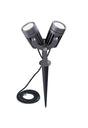 Dunn Twin Spike/Wall Light, 2 x 3W LED, 3000K, 30 Degree, IP65, Grey/Black, c/w 2m Cable