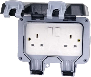 Deligo 2 Gang 13A Double Pole IP66 Switched Weatherproof Socket – DWPS2
