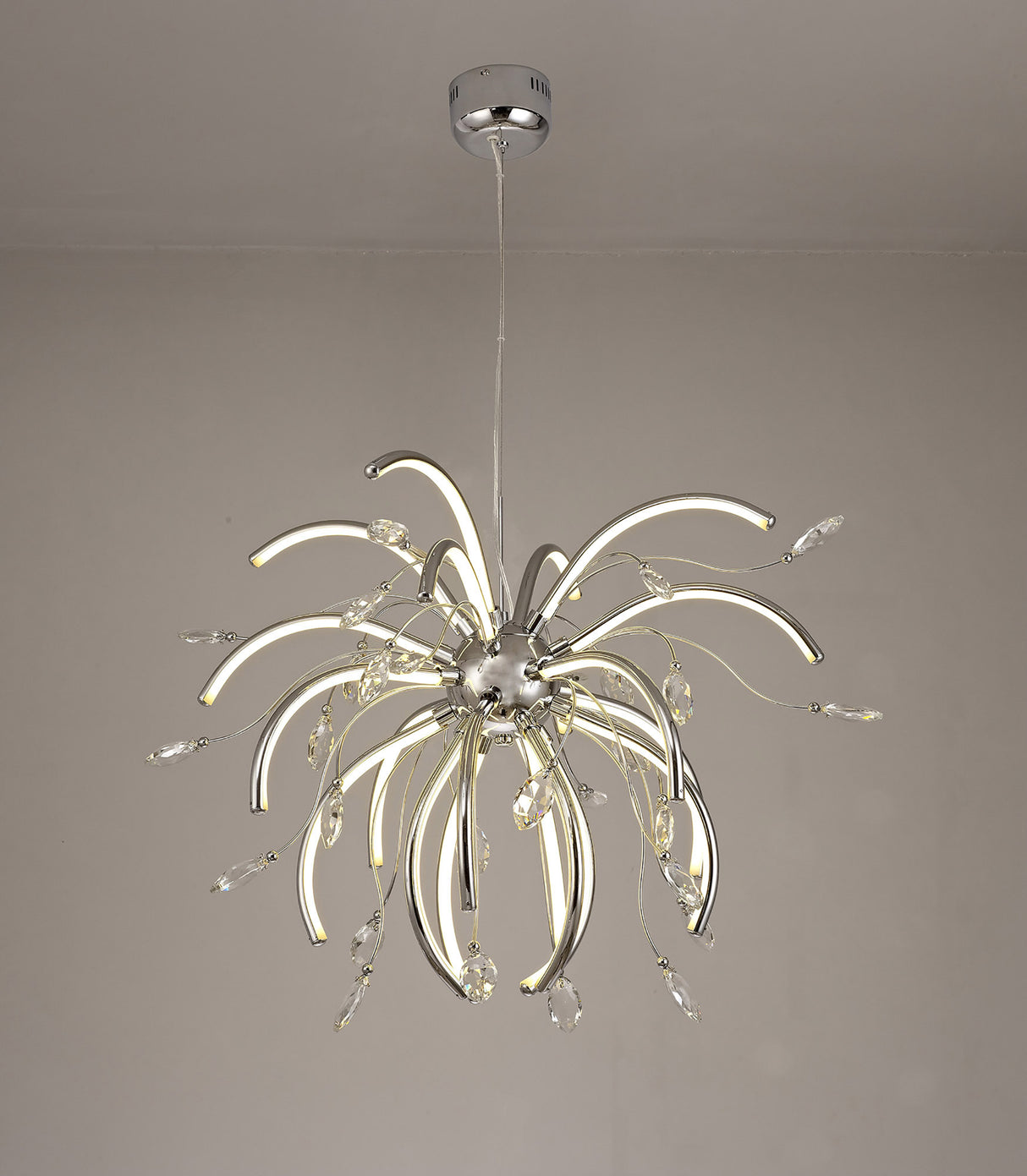 Dyce Large Pendant, 20 x 4.5W LED, 3000K, 2549lm, Polished Chrome, 3yrs Warranty