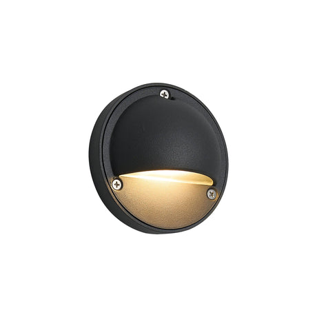 Eastham Round 24V DC Wall/Step Light, 1.2W LED, 3000K, c/w 1m 2 x 0.3mm² PVC Cable, Male Connection, IP44, Anthracite, 3yrs Warranty