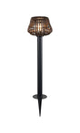 Eastham Rattan Plastic Shade Postlamp c/w Ground Spike/Base Mount, 24V DC, 1 x E27, c/w 1m Cable, Male Connection IP44, Brown, 2yrs Warranty