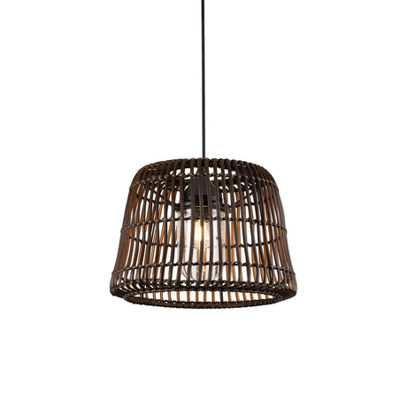 Eastham 36cm Rattan Plastic Shade Pendant, 24V DC, 1 x E27, c/w 3m 0.75mm² Cable, Male Connection & Hanging Hook, IP44, Brown, 2yrs Warranty