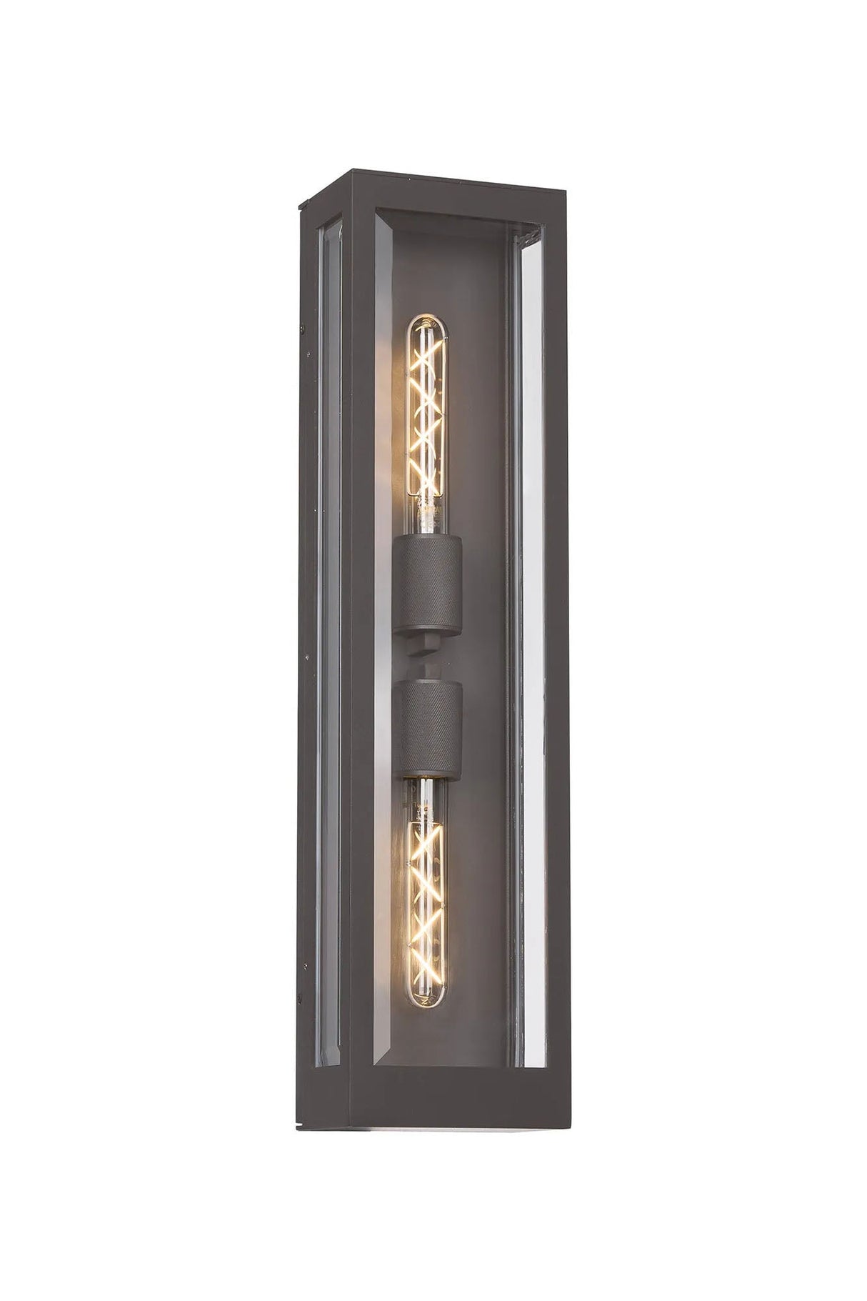 Eboue 609mm Flush Wall Lamp, 2 x E27, IP54, Anthracite