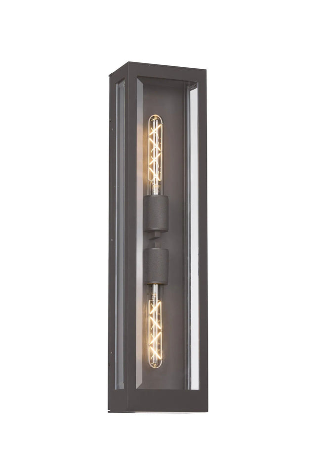 Eboue 609mm Flush Wall Lamp, 2 x E27, IP54, Anthracite