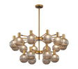 Ekwah Fixed Pendant/Semi Flush Adjustable Arms, 18 Light G9, Brass/Black/Smoke Glass Shade
