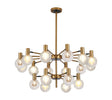 Ekwah Fixed Pendant/Semi Flush Adjustable Arms, 18 Light G9, Brass/Black/Clear/Gold Glass Shade