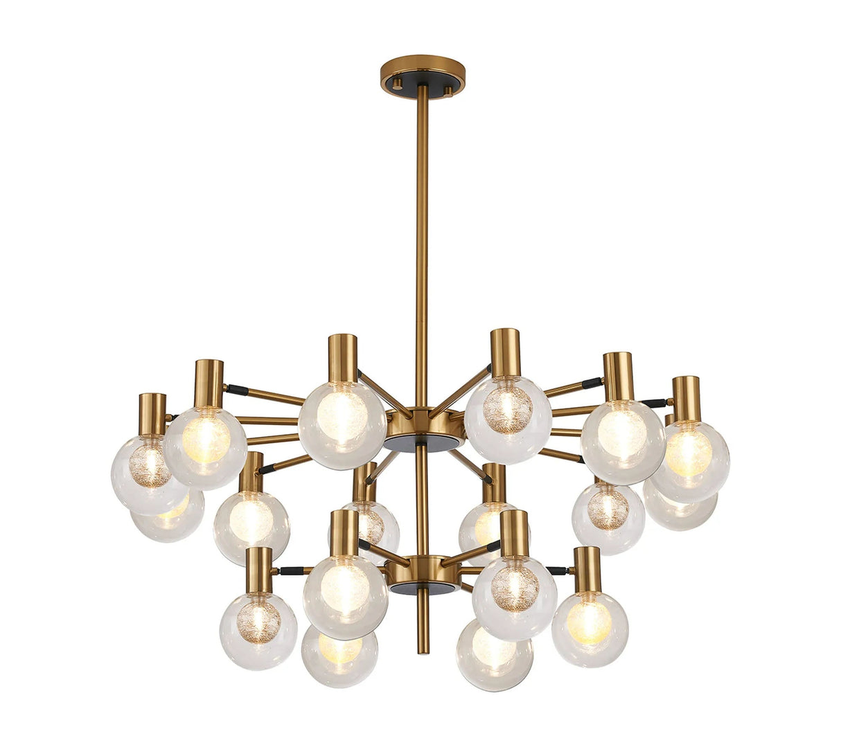 Ekwah Fixed Pendant/Semi Flush Adjustable Arms, 18 Light G9, Brass/Black/Clear/Gold Glass Shade