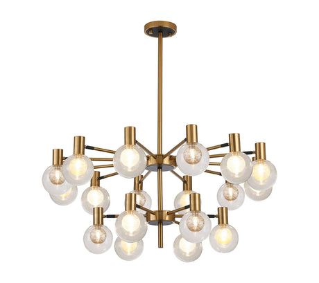 Ekwah Fixed Pendant/Semi Flush Adjustable Arms, 18 Light G9, Brass/Black/Clear/Gold Glass Shade